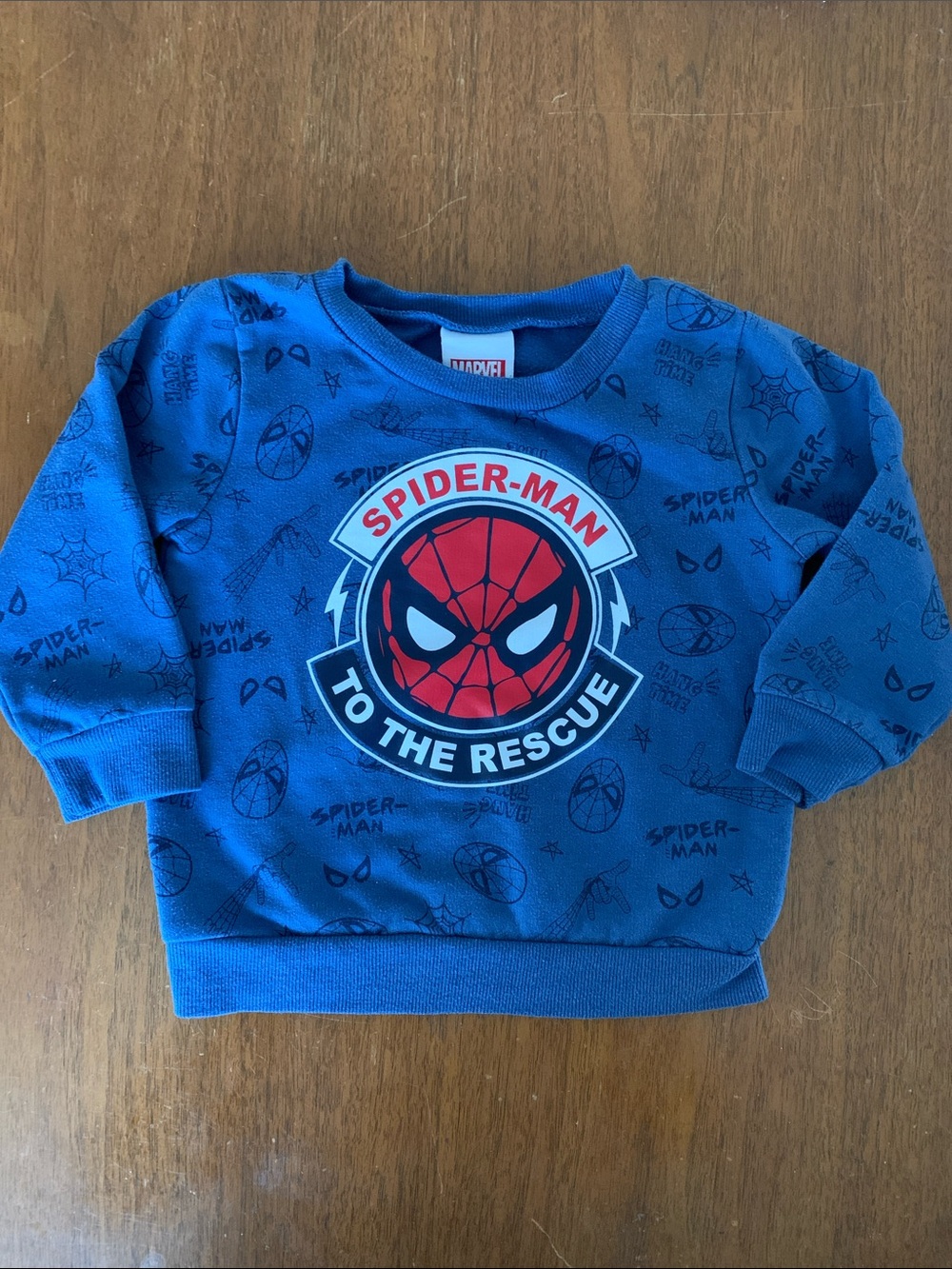 🍊5/$25 Marvel Blue Spider-Man "To The Rescue" Sweatshirt size 18-24m